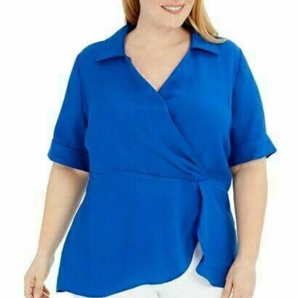 Alfani Petite Draped Mock Wrap Blouse NWT - Picture 1 of 2